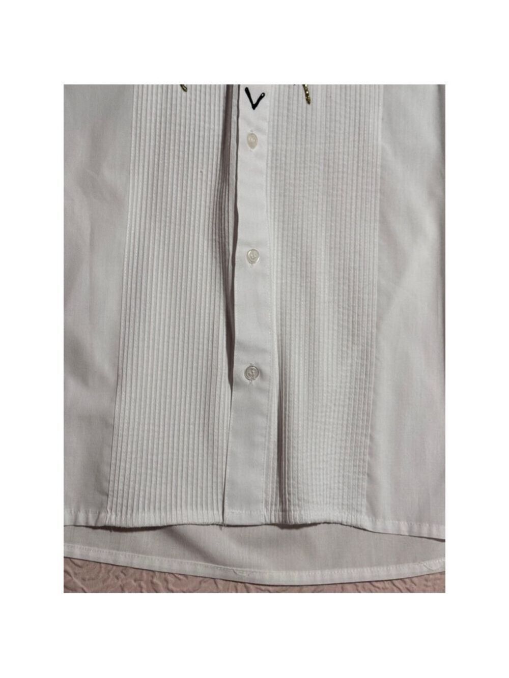 A white shirt. Mens size 14 1/2. Poly-cotton Korea decorated for what? ￼ - Picture 14 of 15